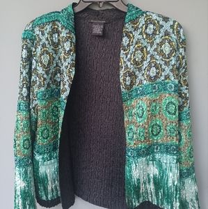 Tania Nardi green/black crinkle reversible jacket L.